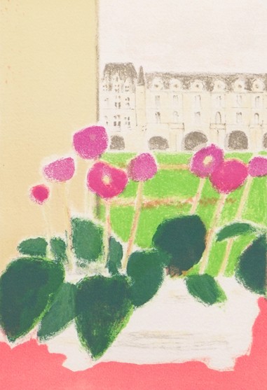 ベルナール・カトランの絵画作品　タイトルは、セントポーリアとシュノンソー城